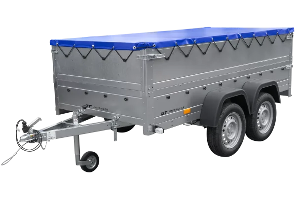Anhänger mit zwei Achsen Garden Trailer 264/2 KIPP inkl. zusätzliche Bordwände und Flachplane-Neu