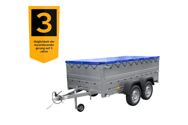 Anhänger mit zwei Achsen Garden Trailer 264/2 KIPP inkl. zusätzliche Bordwände und Flachplane-Neu